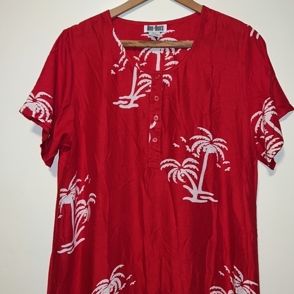 Vintage kiran modes rayon INDIA palm Tree tropical Maxi Dress size L - Picture 2 of 5